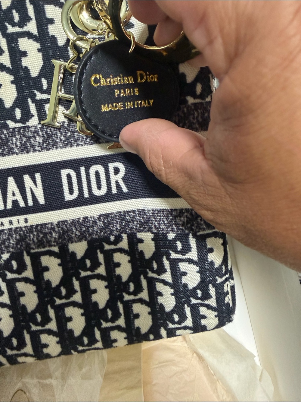 Dior Black & Cream Lady Dior Oblique Satchel with Strap - Picture 2 of 11
